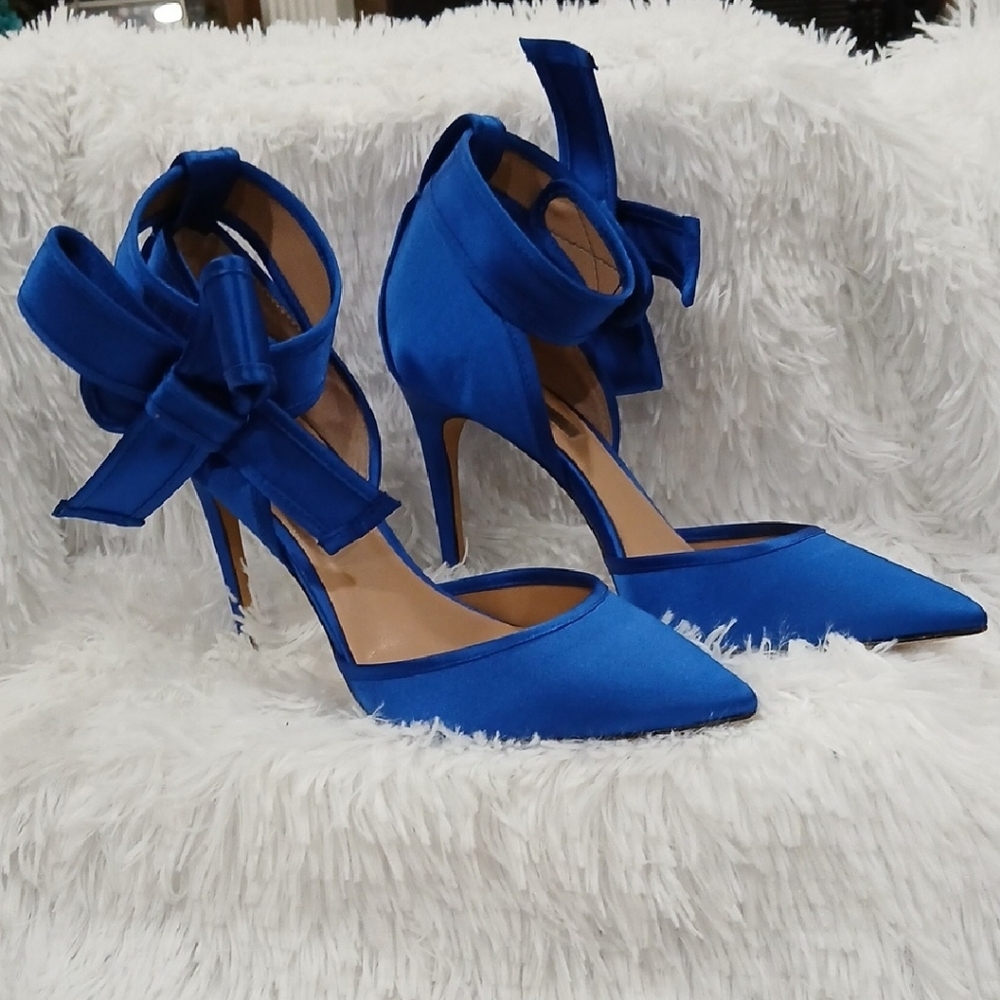 INC International Concepts Women's Royal Blue Satin Heels - Picture 2 of 6